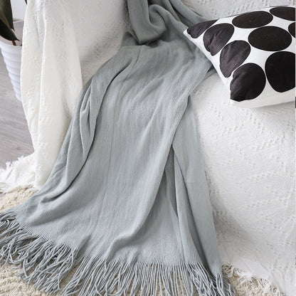 SOGA Grey Acrylic Knitted Throw Blanket Solid Fringed Warm Cozy Woven Cover Couch Bed Sofa Home Decor-Throw Blankets-PEROZ Accessories