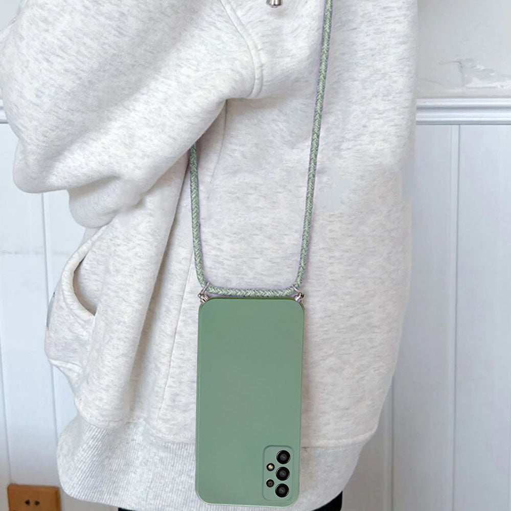 Anymob Samsung Phone Case Dark Green Crossbody Necklace Lanyard- A50 51 71 32 325F 326B 24 52 52S 72 10S 20S 30S 21S 13 33 53 73-Mobile Phone Cases-PEROZ Accessories
