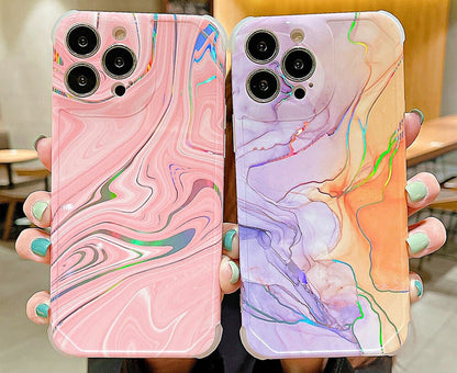 Anymob iPhone Case Purple Laser Marble Shockproof Firm Flex Mobile Cover For iPhone 13 12 11 Pro Max Compatible-Mobile Phone Cases-PEROZ Accessories