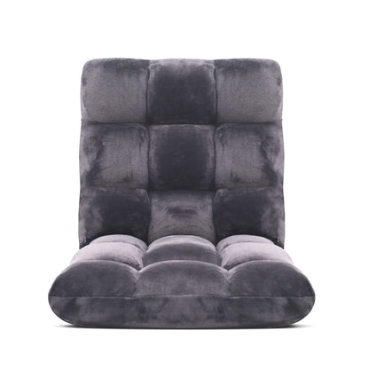 SOGA 4X Floor Recliner Folding Lounge Sofa Futon Couch Folding Chair Cushion Grey-Recliner Chair-PEROZ Accessories