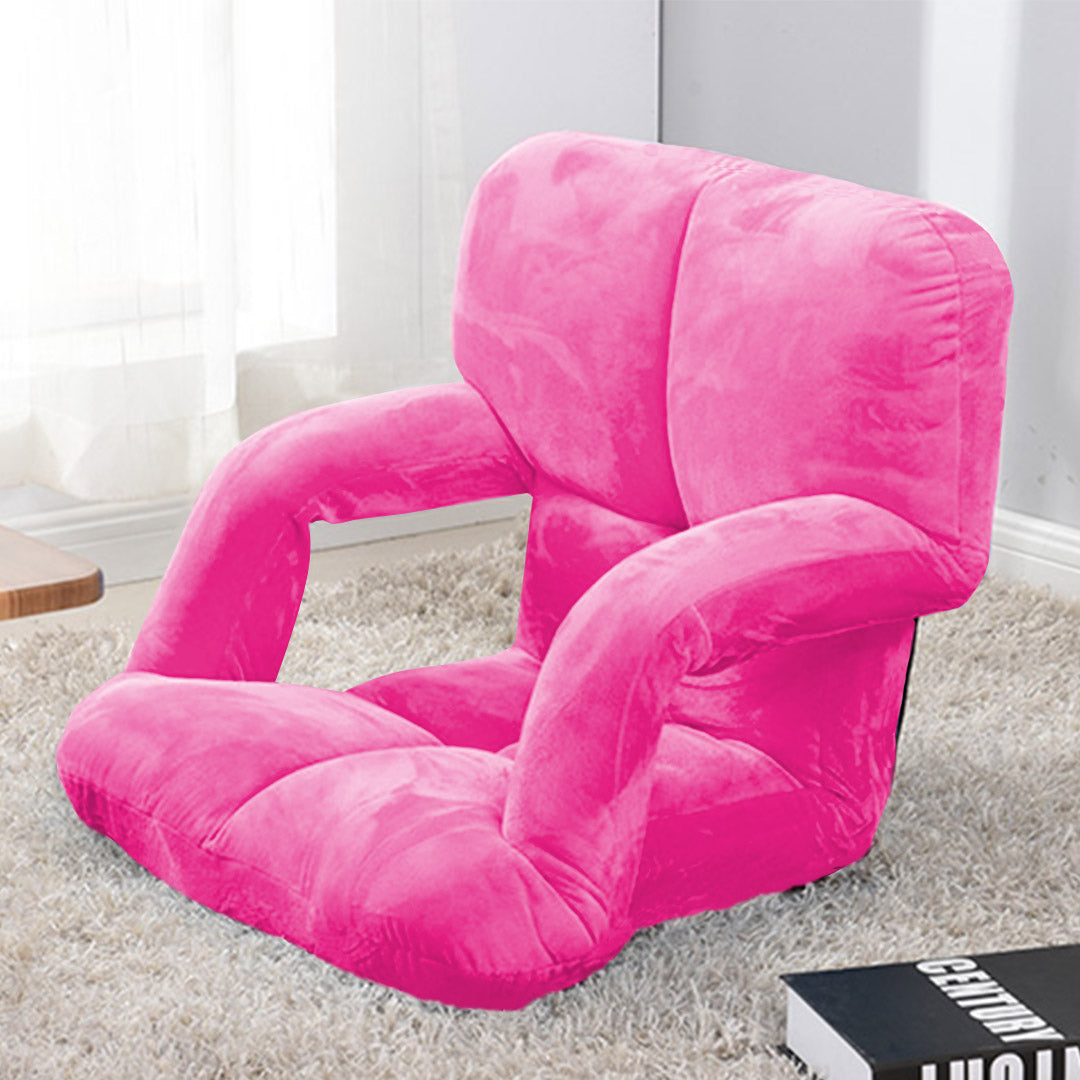SOGA 2X Foldable Lounge Cushion Adjustable Floor Lazy Recliner Chair with Armrest Pink - Kid-Recliner Chair-PEROZ Accessories