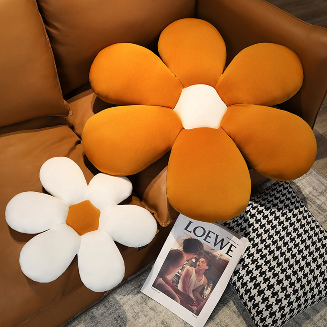 SOGA Coffee Daisy Flower Shape Cushion Soft Leaning Bedside Pad Floor Plush Pillow Home Decor-Chair &amp; Sofa Cushions-PEROZ Accessories
