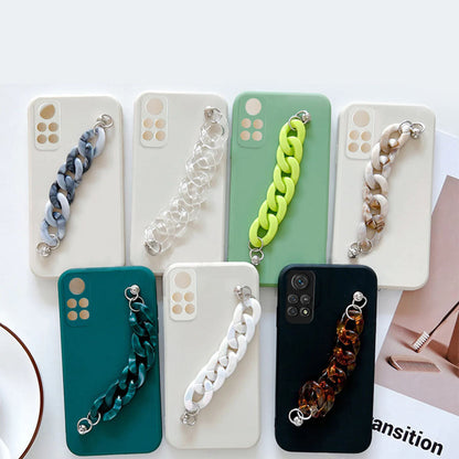 Anymob Xiaomi Phone Case Black Red Wrist Chain Marble Bracelet Silicone For POCO X3 Xiaomi 11T 11Lite Redmi Note 10 10S 10Pro 9S-Mobile Phone Cases-PEROZ Accessories