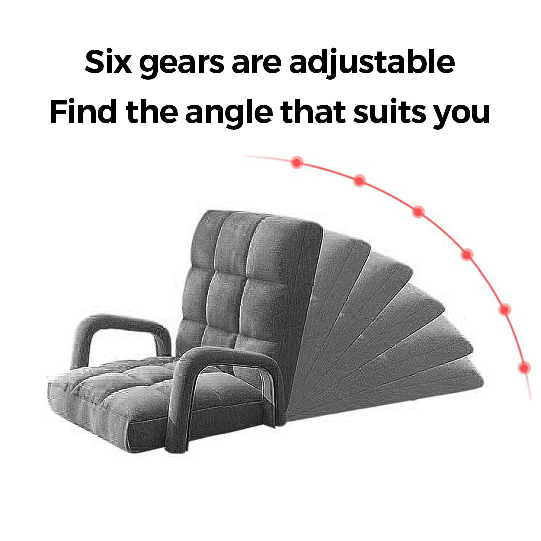 SOGA 2X Foldable Lounge Cushion Adjustable Floor Lazy Recliner Chair with Armrest Grey-PEROZ Accessories