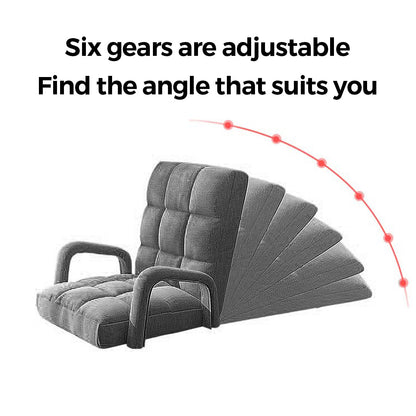 SOGA 2X Foldable Lounge Cushion Adjustable Floor Lazy Recliner Chair with Armrest Grey-PEROZ Accessories