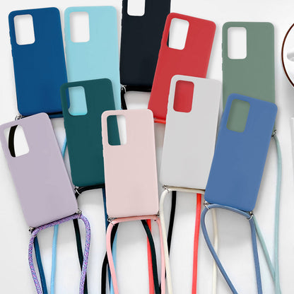 Anymob Huawei Phone Case Red Necklace Crossbody Cord Rope Silicone For P30 P40 Lite P50 P20 Pro Mate 20 30 P Smart 2021-Mobile Phone Cases-PEROZ Accessories