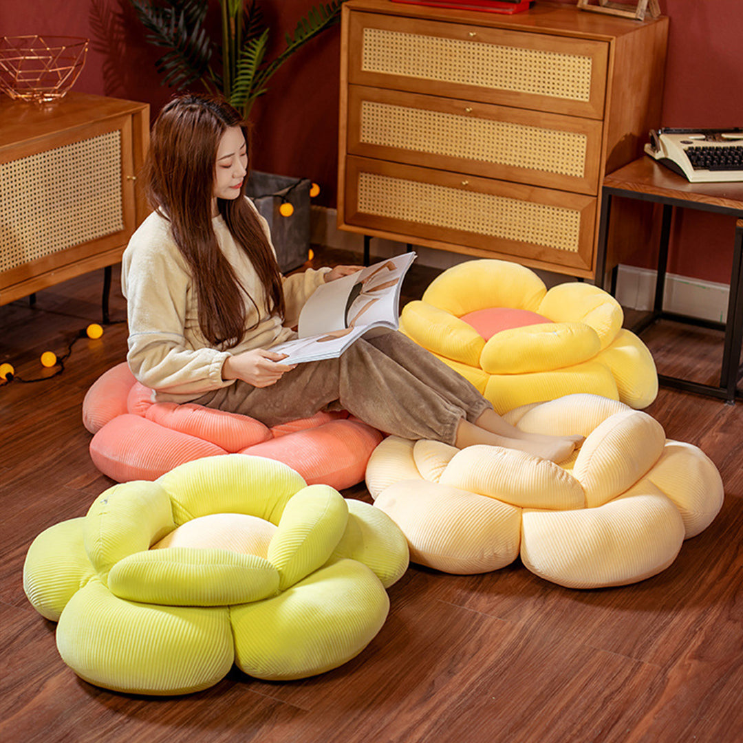 SOGA Beige Double Flower Shape Cushion Soft Bedside Floor Plush Pillow Home Decor-Chair &amp; Sofa Cushions-PEROZ Accessories
