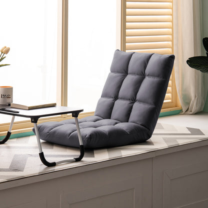 SOGA 2X Grey Lounge Floor Recliner Adjustable Gaming Sofa Bed Foldable Indoor Outdoor Backrest Seat Home Office Decor-Recliner Chair-PEROZ Accessories