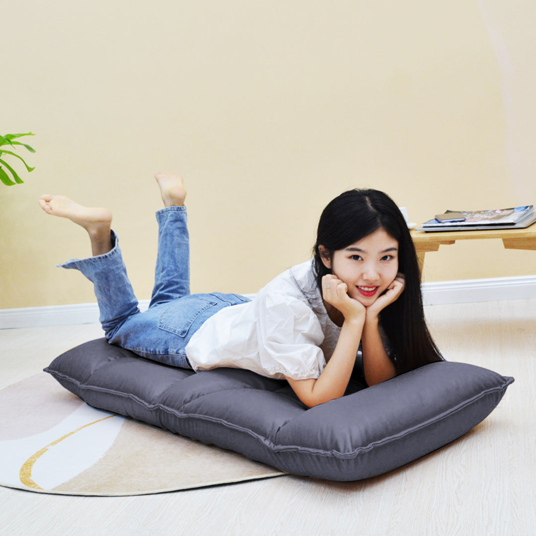 SOGA 2X Grey Lounge Recliner Lazy Sofa Bed Tatami Cushion Collapsible Backrest Seat Home Office Decor-Recliner Chair-PEROZ Accessories