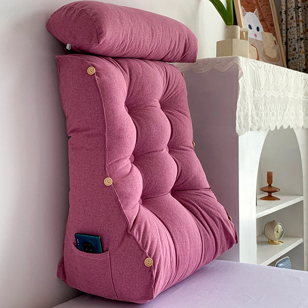 SOGA 2X 45cm Magenta Triangular Wedge Lumbar Pillow Headboard Backrest Sofa Bed Cushion Home Decor-Headboard Pillow-PEROZ Accessories
