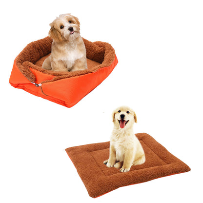 SOGA Orange Dual purpose Cushion Nest Cat Dog Bed Warm Plush Kennel Mat Pet Home Travel Essentials-Pet Carriers &amp; Travel Products-PEROZ Accessories