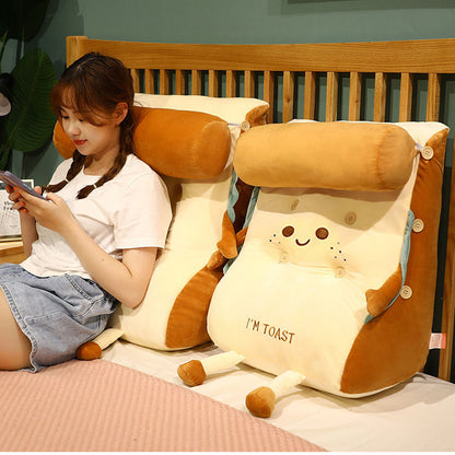 SOGA 2X Smiley Face Toast Bread Wedge Cushion Stuffed Plush Cartoon Back Support Pillow Home Decor-PEROZ Accessories