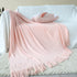 SOGA Pink Acrylic Knitted Throw Blanket Solid Fringed Warm Cozy Woven Cover Couch Bed Sofa Home Decor-Throw Blankets-PEROZ Accessories