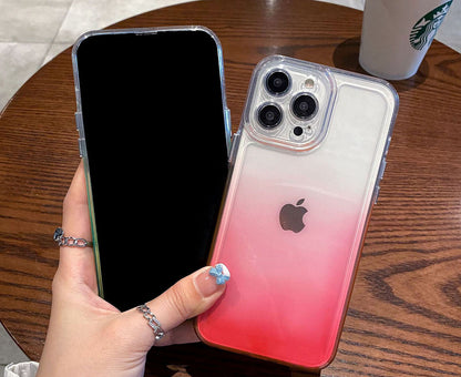Anymob iPhone Case Pink Gradient Transparent Shockproof Camera Protection Mobile Cover iPhone13 12 11 X XR XS Pro Max-Mobile Phone Cases-PEROZ Accessories