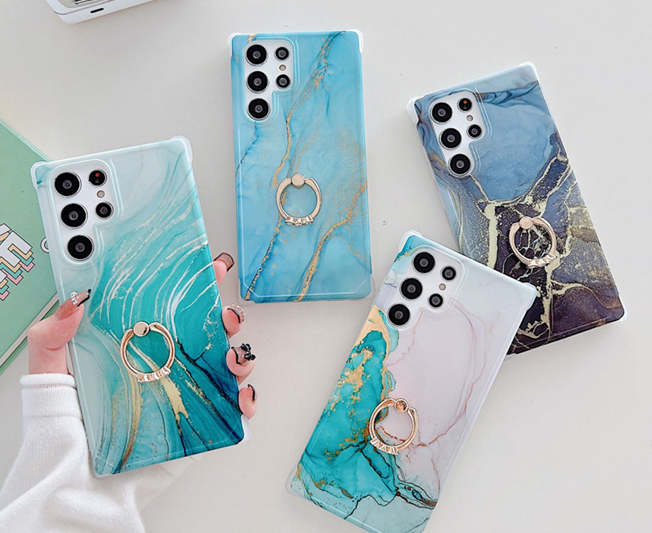 Anymob Samsung Phone Case White Crack Granite Marble For S22 Ultra S21 Plus S20 FE S10 A51 A71 A50 A30S Note 10 20-Mobile Phone Cases-PEROZ Accessories