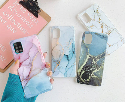 Anymob Samsung Phone Case Blue Green Marble Mobile Cover For S21 Plus Ultra S10 Plus S20 Plus Ultra S20 FE Lite Note 10 A50 30S 50S A51 A71 S22-Mobile Phone Cases-PEROZ Accessories