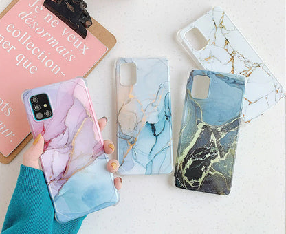 Anymob Samsung Phone Case White Marble Mobile Cover For S21 Plus Ultra S10 Plus S20 Plus Ultra S20 FE Lite Note 10 A50 30S 50S A51 A71 S22 Plus Ultra-Mobile Phone Cases-PEROZ Accessories