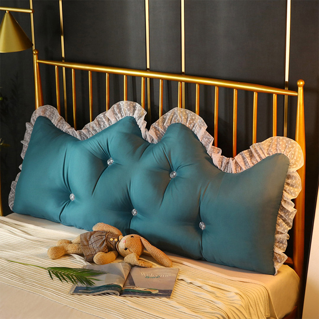 SOGA 4X 120cm Blue Green Princess Bed Pillow Headboard Backrest Bedside Tatami Sofa Cushion with Ruffle Lace Home Decor-Headboard Pillow-PEROZ Accessories