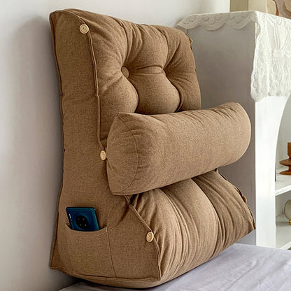 SOGA 60cm Khaki Triangular Wedge Lumbar Pillow Headboard Backrest Sofa Bed Cushion Home Decor-Headboard Pillow-PEROZ Accessories