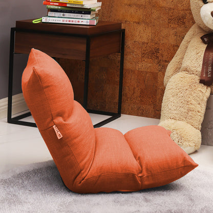 SOGA 2X Lounge Floor Recliner Adjustable Lazy Sofa Bed Folding Game Chair Orange-Recliner Chair-PEROZ Accessories