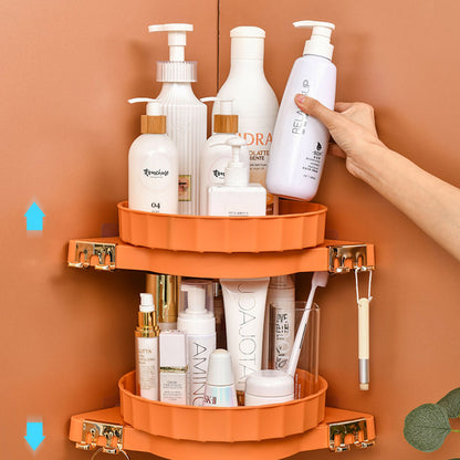 SOGA 2X Orange 360 Degree Wall Mounted Rotating Bathroom Organiser Corner Vanity Rack Toilet Adhesive Storage Shelf-Bathroom Storage-PEROZ Accessories