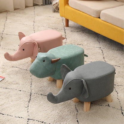 SOGA Pink Children Bench Deer Character Round Ottoman Stool Soft Small Comfy Seat Home Decor-Benches-PEROZ Accessories