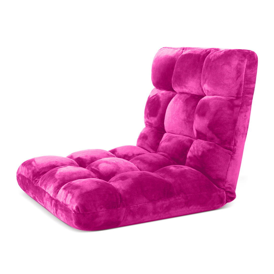 SOGA 2X Floor Recliner Folding Lounge Sofa Futon Couch Folding Chair Cushion Pink-Recliner Chair-PEROZ Accessories