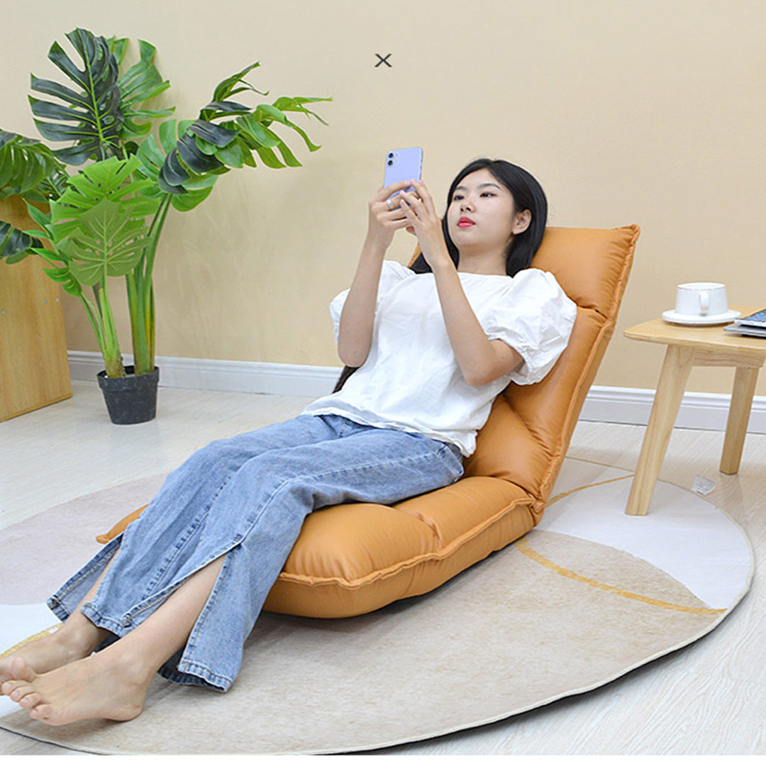 SOGA 4X Yellow Lounge Recliner Lazy Sofa Bed Tatami Cushion Collapsible Backrest Seat Home Office Decor-Recliner Chair-PEROZ Accessories