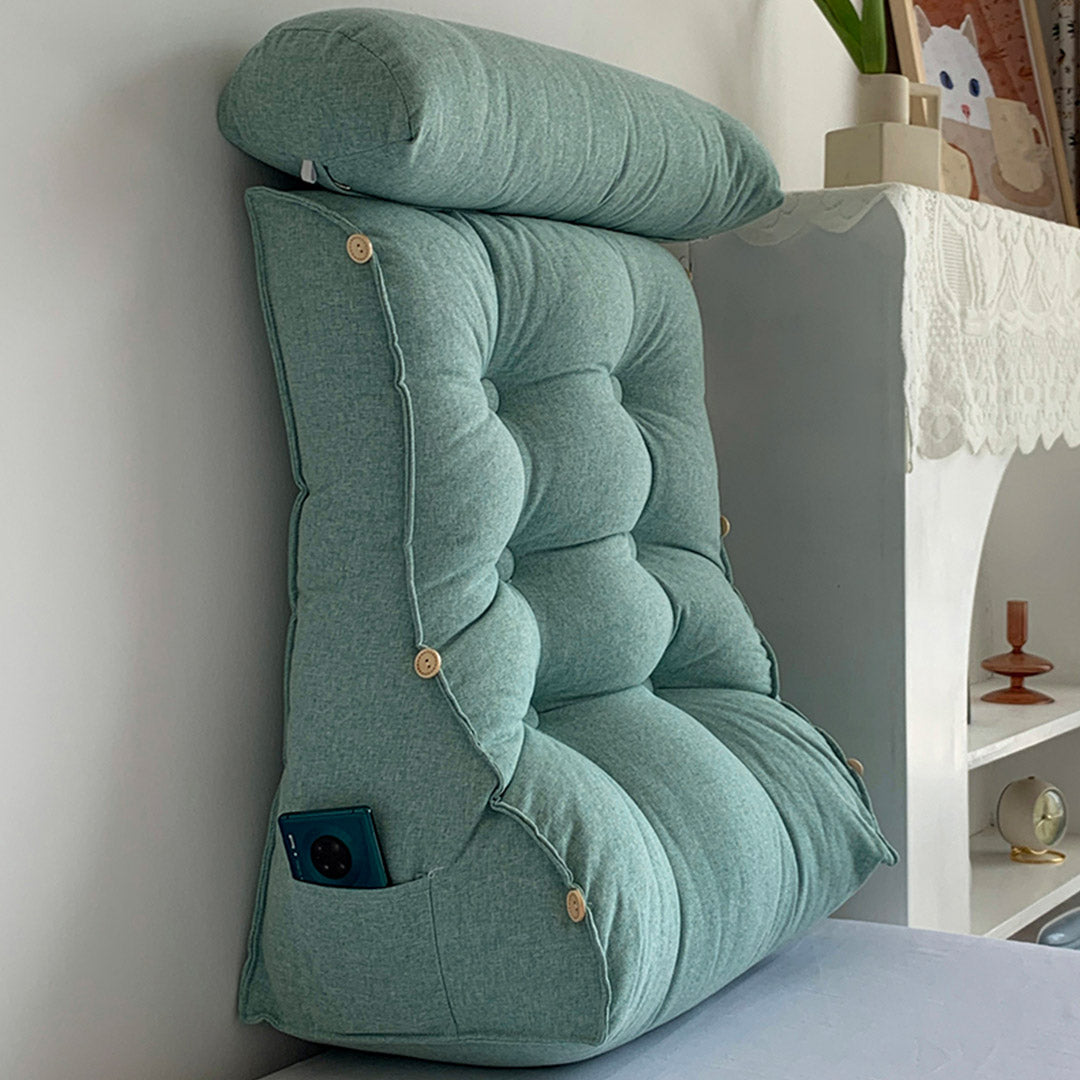 SOGA 4X 45cm Green Triangular Wedge Lumbar Pillow Headboard Backrest Sofa Bed Cushion Home Decor-Headboard Pillow-PEROZ Accessories