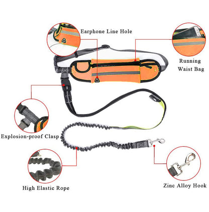 SOGA Orange Adjustable Hands Free Pet Leash Bag Dog Lead Walking Running Jogging Pet Essentials-Dog Collars-PEROZ Accessories
