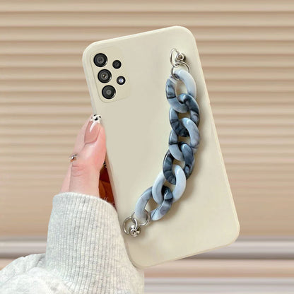 Anymob Samsung Mobile Marble Bracelet Phone Case in White Blue Case Design For S10 S20 S21 S22 Plus Ultra FE Note With Wrist Strap Silicone Cover-Mobile Phone Cases-PEROZ Accessories