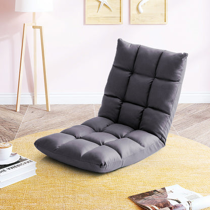 SOGA 2X Grey Lounge Floor Recliner Adjustable Gaming Sofa Bed Foldable Indoor Outdoor Backrest Seat Home Office Decor-Recliner Chair-PEROZ Accessories