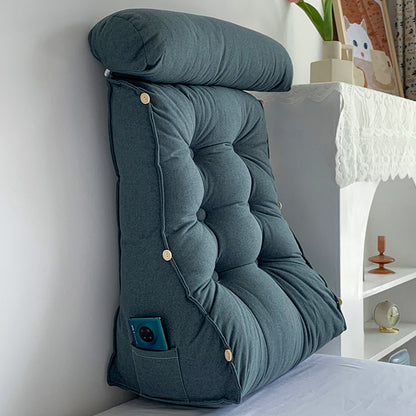 SOGA 60cm Grey Triangular Wedge Lumbar Pillow Headboard Backrest Sofa Bed Cushion Home Decor-Headboard Pillow-PEROZ Accessories