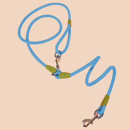 SOGA 2X 220cm Multifunction Hands Free Rope Pet Cat Dog Puppy Double Ended Leash for Walking Training Tracking Obedience Blue-Dog Collars-PEROZ Accessories