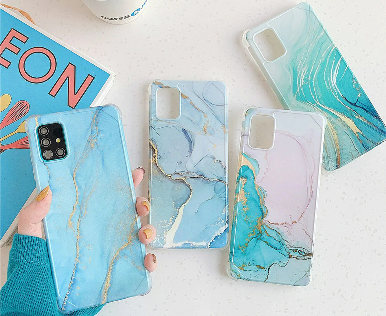 Anymob Samsung Phone Case Thistle Marble Mobile Cover For S21 Plus Ultra S10 Plus S20 Plus Ultra S20 FE Lite Note 10 A50 30S 50S A51 A71 S22 Plus Ultra-Mobile Phone Cases-PEROZ Accessories