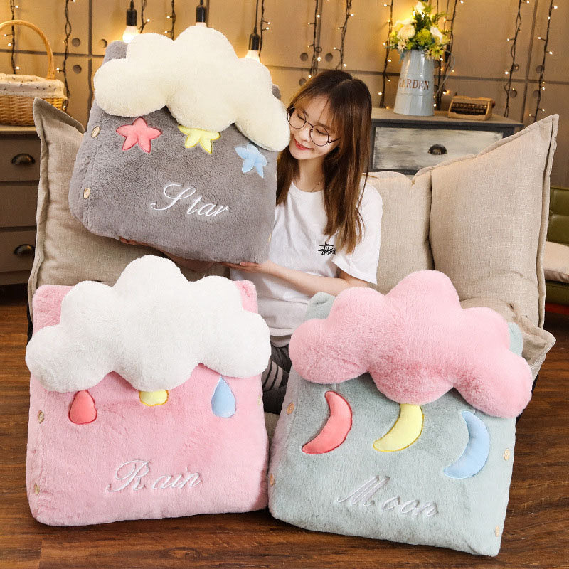 SOGA 2X Pink Cute Cloud Cushion Soft Leaning Lumbar Wedge Pillow Bedside Plush Home Decor-Chair &amp; Sofa Cushions-PEROZ Accessories