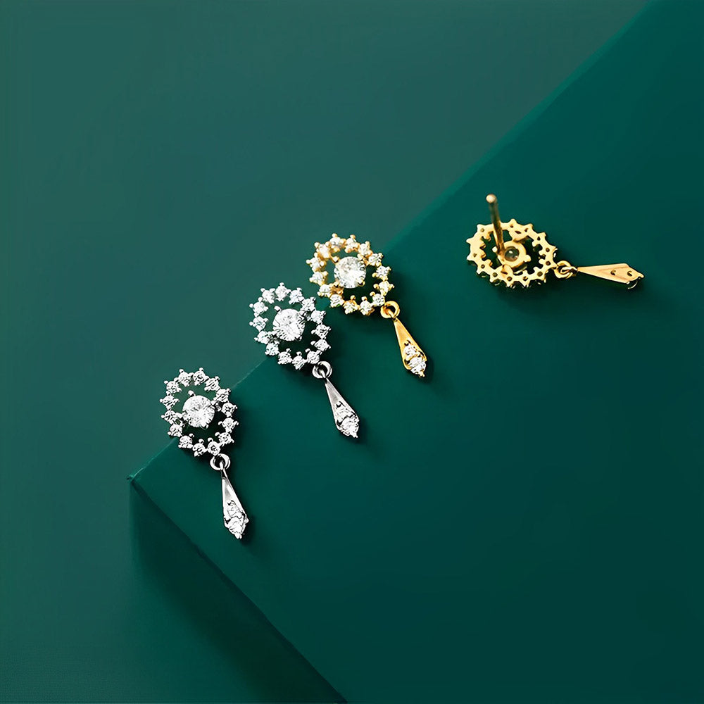 Anyco Fashion Earrings Golden Luxury Full Zircon Elegant Oval Stud for Women Trendy Charm Wedding Anniversary Jewelry Gift-Earrings-PEROZ Accessories