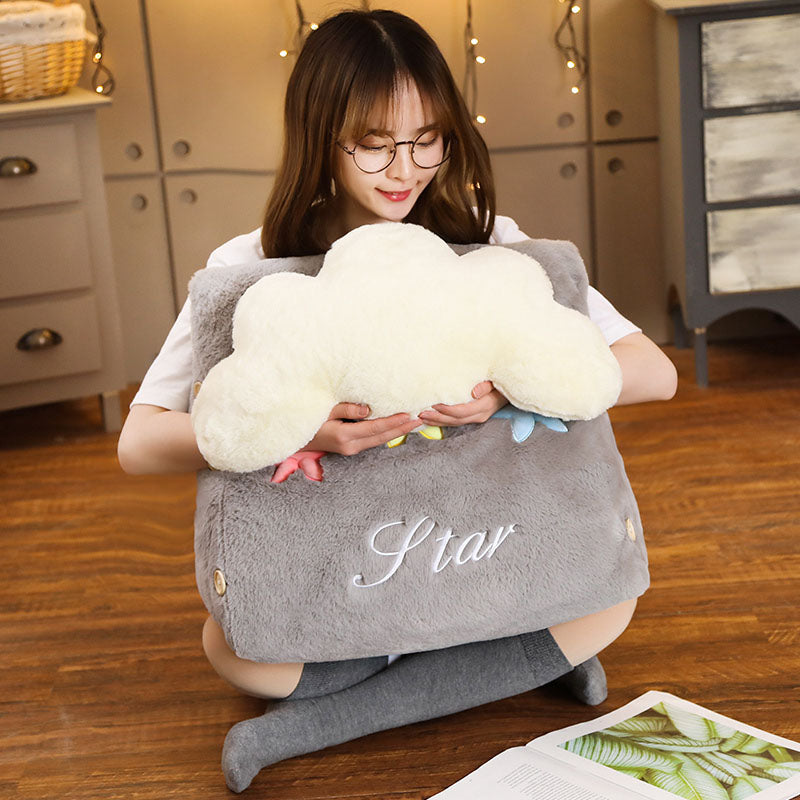 SOGA 2X Grey Cute Cloud Cushion Soft Leaning Lumbar Wedge Pillow Bedside Plush Home Decor-Chair &amp; Sofa Cushions-PEROZ Accessories