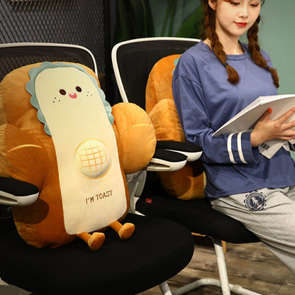 SOGA 2X 58cm Cute Face Toast Bread Cushion Stuffed Car Seat Plush Cartoon Back Support Pillow Home Decor-Chair &amp; Sofa Cushions-PEROZ Accessories