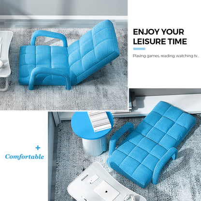 SOGA 4X Foldable Lounge Cushion Adjustable Floor Lazy Recliner Chair with Armrest Blue-PEROZ Accessories