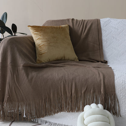 SOGA 2X Coffee Acrylic Knitted Throw Blanket Solid Fringed Warm Cozy Woven Cover Couch Bed Sofa Home Decor-Throw Blankets-PEROZ Accessories
