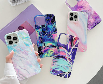 Anymob iPhone Case Pink Lavender Marble Pattern Soft Silicone Cover For iPhone 13 11 12 Pro Max X XR XS Max 7 8 Plus SE 2020-Mobile Phone Cases-PEROZ Accessories