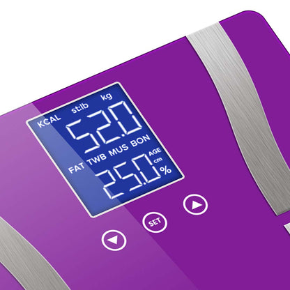 SOGA Glass LCD Digital Body Fat Scale Bathroom Electronic Gym Water Weighing Scales Purple-Body Weight Scales-PEROZ Accessories