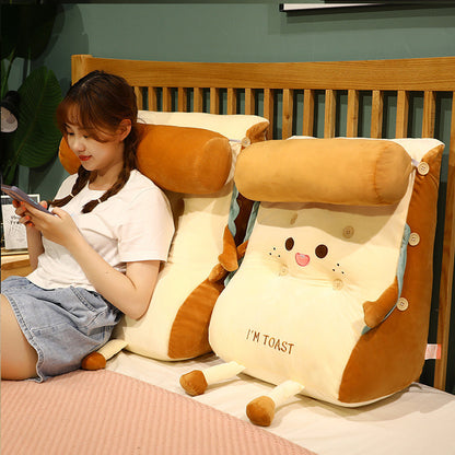 SOGA 2X Cute Face Toast Bread Wedge Cushion Stuffed Plush Cartoon Back Support Pillow Home Decor-PEROZ Accessories