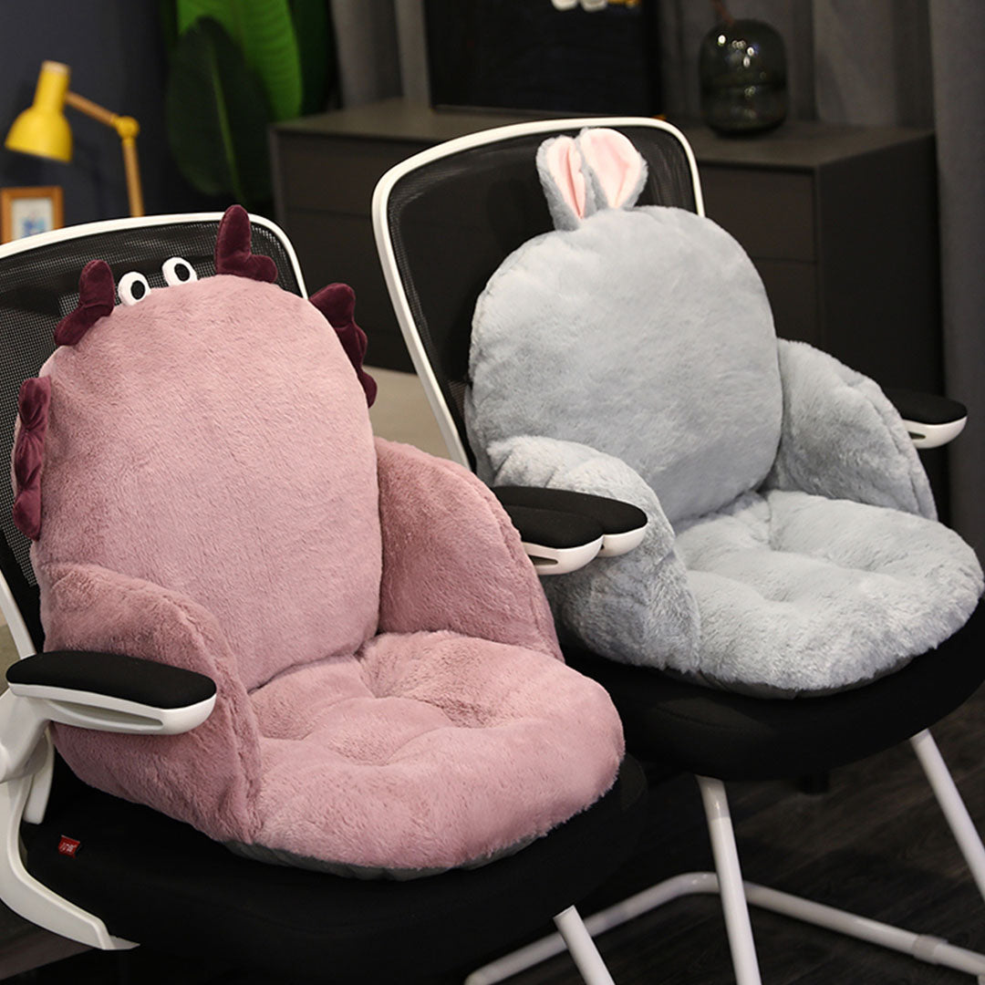 SOGA Gray Bunny Shape Cushion Soft Leaning Bedside Pad Sedentary Plushie Pillow Home Decor-Chair &amp; Sofa Cushions-PEROZ Accessories