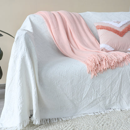 SOGA Pink Acrylic Knitted Throw Blanket Solid Fringed Warm Cozy Woven Cover Couch Bed Sofa Home Decor-Throw Blankets-PEROZ Accessories