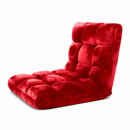 SOGA 2X Floor Recliner Folding Lounge Sofa Futon Couch Folding Chair Cushion Red-Recliner Chair-PEROZ Accessories