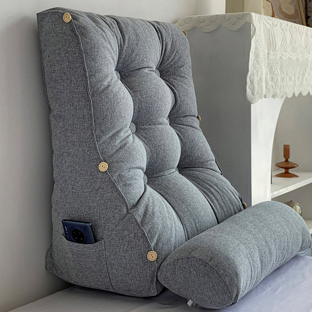SOGA 2X 60cm Silver Triangular Wedge Lumbar Pillow Headboard Backrest Sofa Bed Cushion Home Decor-Headboard Pillow-PEROZ Accessories