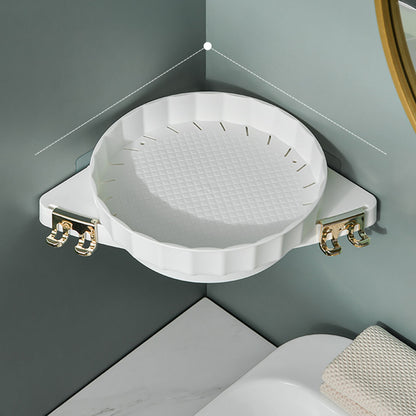 SOGA White 360 Degree Wall Mounted Rotating Bathroom Organiser Corner Vanity Rack Toilet Adhesive Storage Shelf-Bathroom Storage-PEROZ Accessories