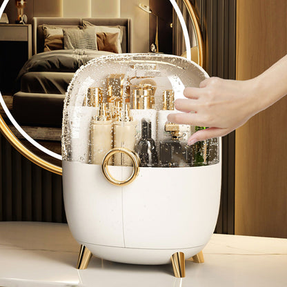 SOGA White Transparent Countertop Makeup Organiser Cosmetic Storage Waterproof Dustproof Bathroom Skincare Holder with Lid-Makeup Organisers-PEROZ Accessories